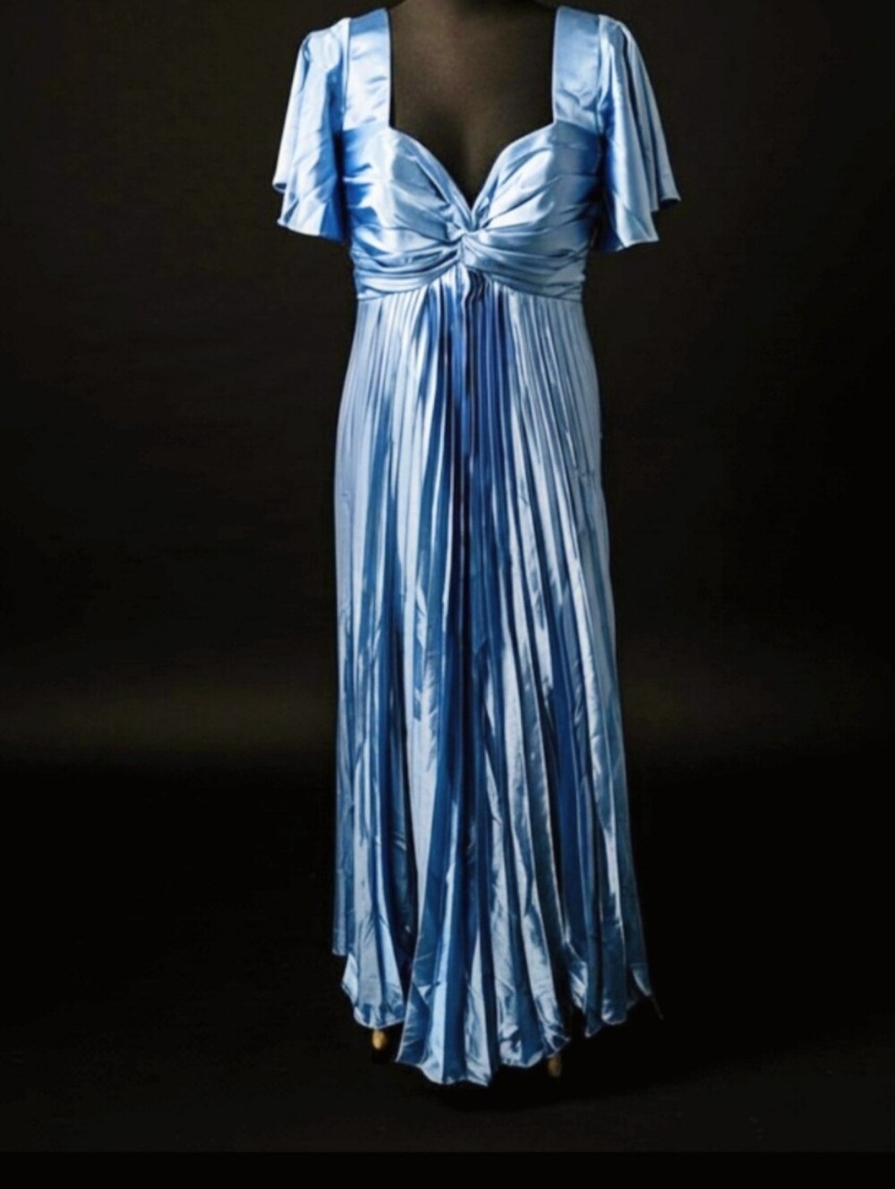 NWT 30's Style Elegant Blue Satin Evening Gown